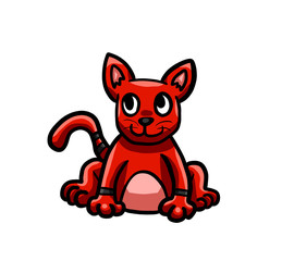Stylized Cute Fantasy Red Cat