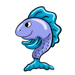 Stylized Funny Blue Fish
