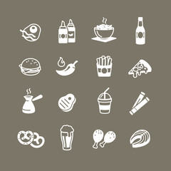 Pub and food Icons set