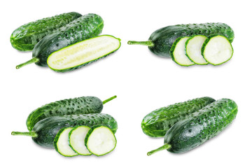 Fresh cucumber on a white isolated background