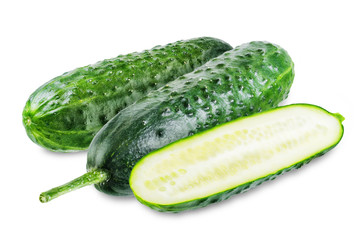 Fresh cucumber on a white isolated background