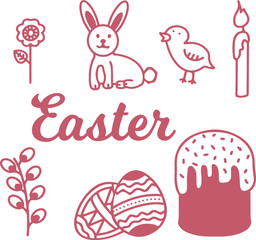 Set of simple elements for the holiday of Easter.