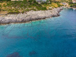 Greece. Lefkada island. Coast of the Ionian Sea. Popular tourist spot. Drone. Aerial view