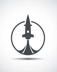 Rocket illustration. Futuristic spaceship background.