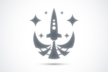 Rocket illustration. Futuristic spaceship background.