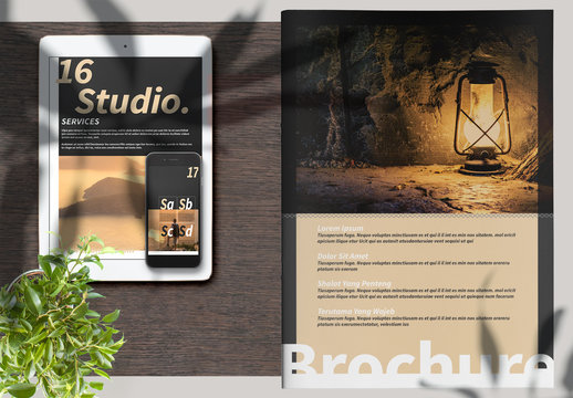 Brochure Layout with Tan Accents