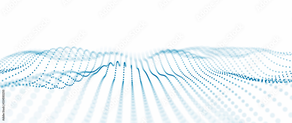 Aufkleber Abstract digital background. Network connection structure. Big data. Futuristic abstract wave. 3D rendering.
