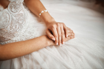 bride is wearing a wedding dress