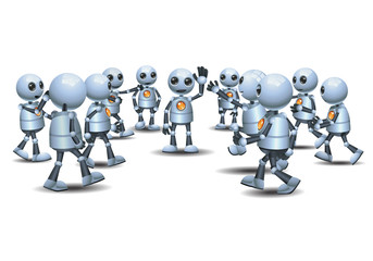 illustration of little robot gathering crowd