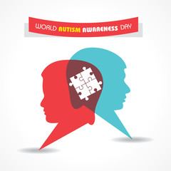 World autism awareness day with colorful puzzles vector background.
