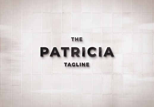 Dark Plastic Logo Mockup on White Tile