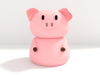 LOVELY PIGGY BANK PIG PINK MONEY COIN  WHITE BACKGROUND 3D ILLUSTRATION