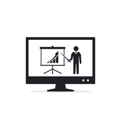 Online education or webinar business presentation icon, flat design, vector illustration