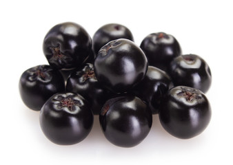 Fresh chokeberry on white background