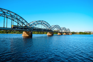 Railway bridge above river.