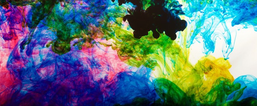 inks in water, color abstraction, color explosion