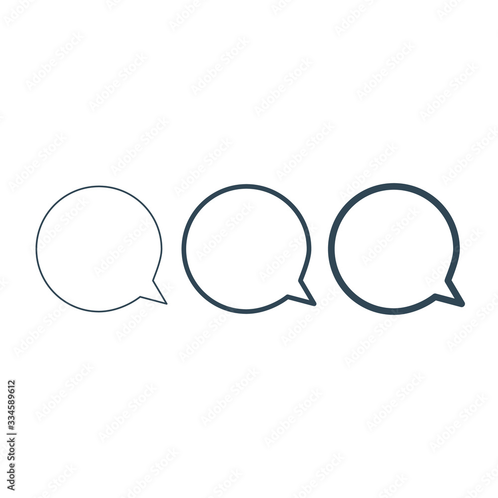 Poster linear chat or speech bubbles icon set linear design. communication symbol for your web site design,