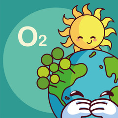 card of planet earth smiling kawaii