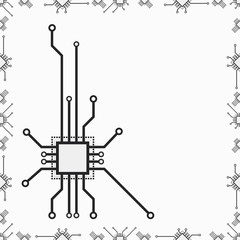 Vector flat macro CPU pattern background. Abstract microcircuit chip flat macro illustration.