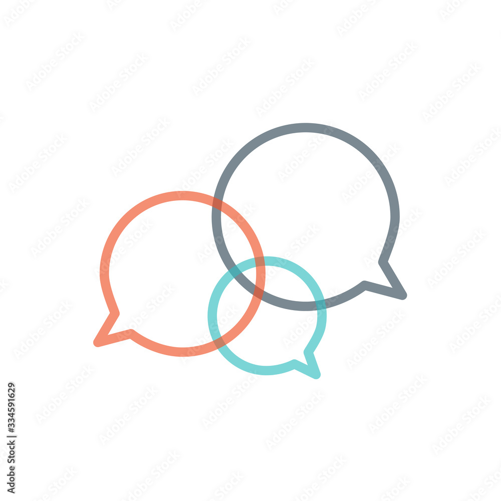 Poster three linear chat speech message bubbles. forum icon. communication concept. stock vector illustrati