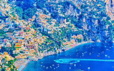 View of Path from Gods and Positano and Tyrrhenian sea reflex