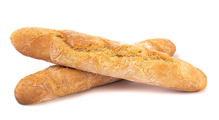 Loaves of Fresh French Baguette isolated on a White Background