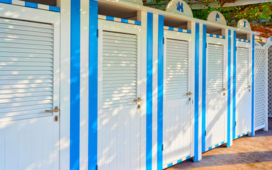 Changing rooms at Beach in Positano town reflex