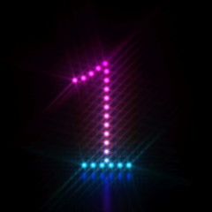 Obraz premium Pink blue dot light font Number 1 ONE 3D