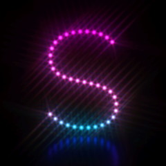 Pink blue dot light font Letter S 3D