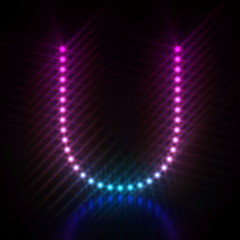 Pink blue dot light font Letter U 3D