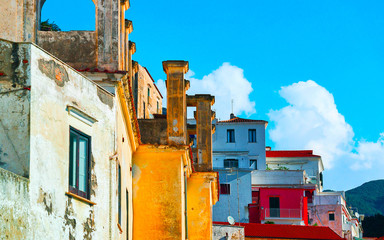 Old Architecture of Positano town reflex