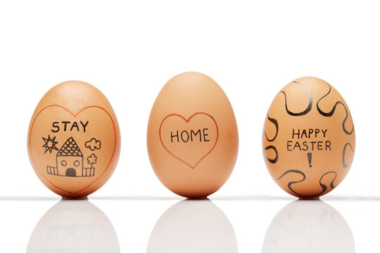 Three homemade "stay home" eggs