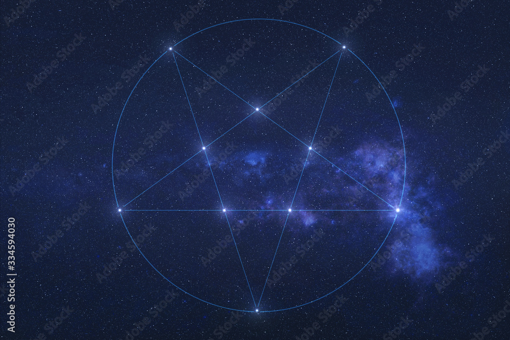Wall mural star pentacle constellation in outer space. beast stars on the night sky. elements of this image wer