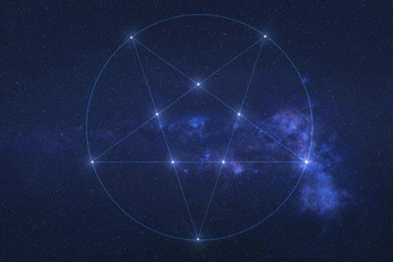 Naklejka na ściany i meble Star pentacle Constellation in outer space. Beast stars on the night sky. Elements of this image were furnished by NASA