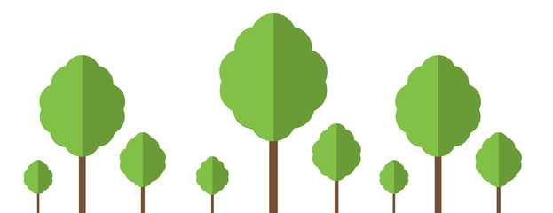 Set flat trees. Vector illustrations. Forest. Icon. Vector