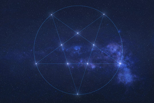 Star pentacle Constellation in outer space. Beast stars on the night sky. Elements of this image were furnished by NASA