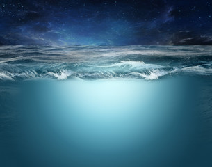 SEA BACKGROUND WITH WAVES AND NIGHT