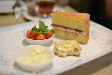 sweet groceries. strawberries and cake