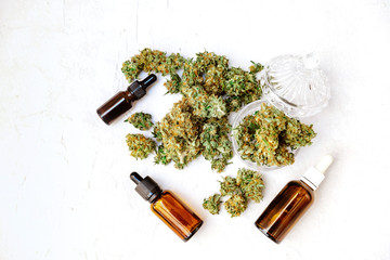 Marijuana and Cannabis Legalization, Objects on White Background, Medical and Recreational Weed