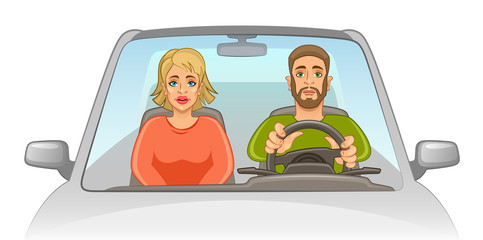 Man and woman in car