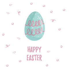 Blue egg with a pattern and lettering 