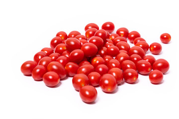 Cherry tomatoes isolated on a white background.