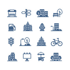 city infrastructure icons vector set