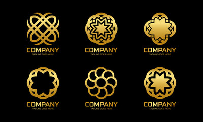 Abstract business golden logo collection free Vector