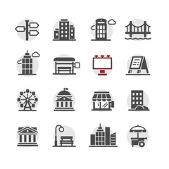 city infrastructure icons vector set