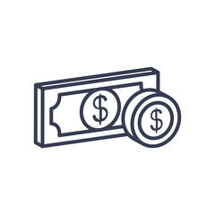 money bill and coin icon, line style