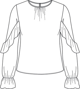 white blouse with ruffle sleeves clip art preview