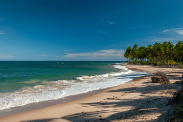 Sunny day at Taipú de Fora Beach, Penisula de Marau, BA, Brazil on February 22, 2008