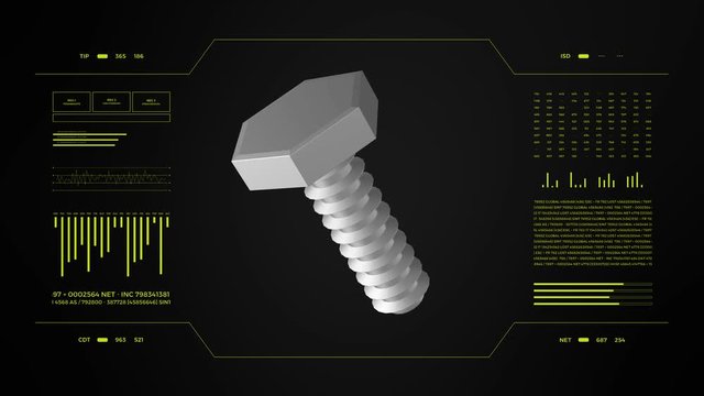 3d animation of rotating bolt. Symbol of industry equipment or mechanical services.