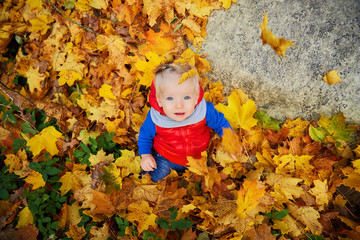 happy girl in the autumn forest